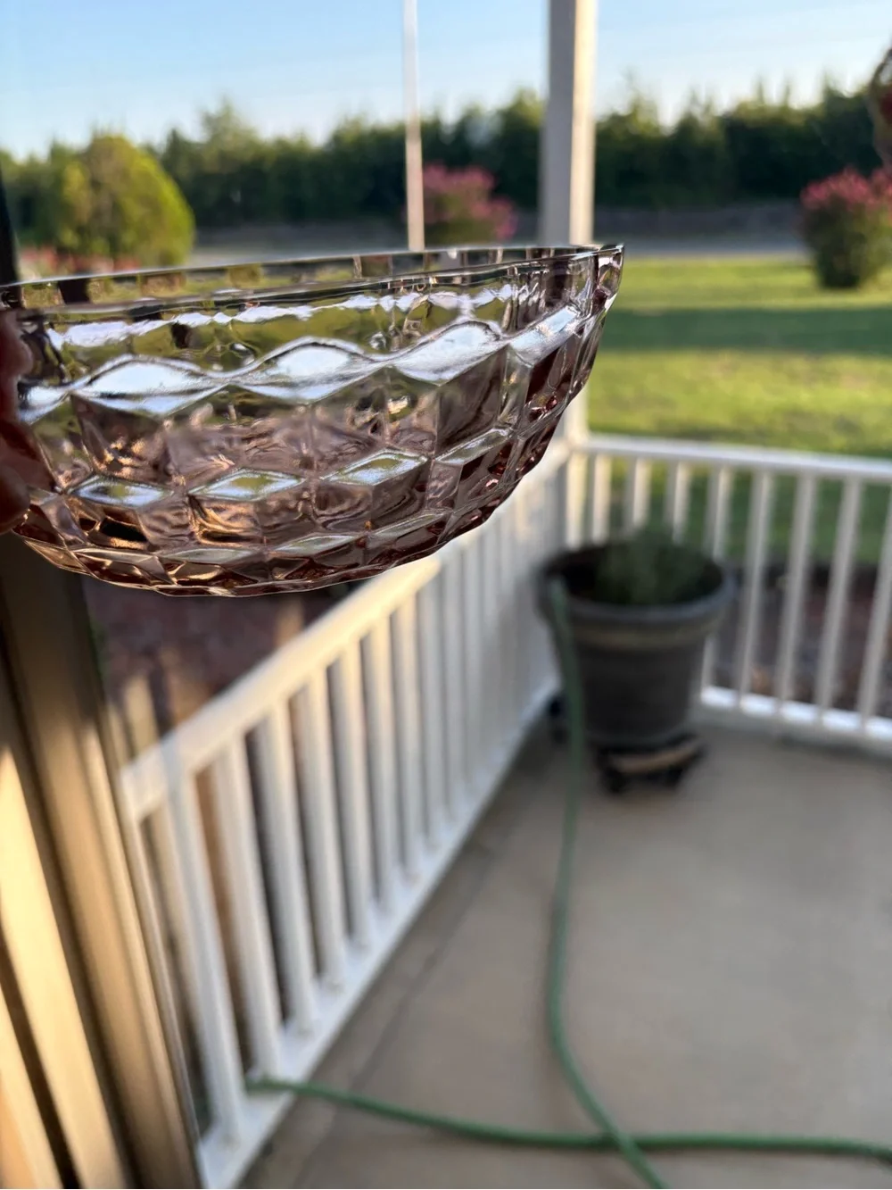 Vintage Depression Glass Bowl - Elegant Cube Design